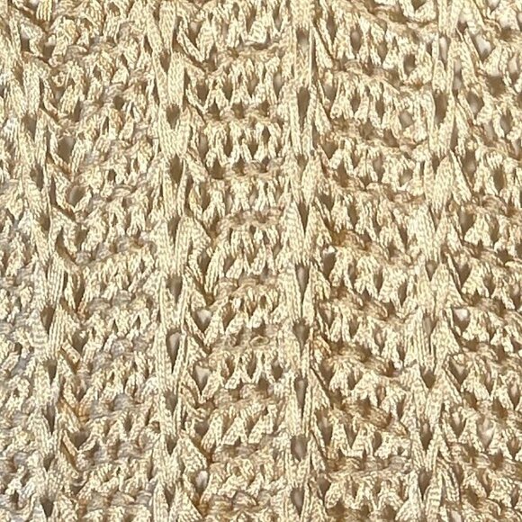 Wheat Color Crochet Open Weave top Minimalist Quiet Luxury Boho Capsule Wardrobe - Picture 5 of 5